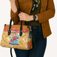 Hawaii Mele Kalikimaka Leather Bag Funny Santa Claus Surfing on Tropical Plants - Polynesian Pride