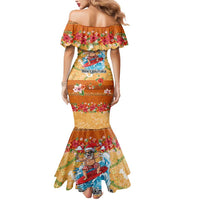 Hawaii Mele Kalikimaka Mermaid Dress Funny Santa Claus Surfing on Tropical Plants - Polynesian Pride