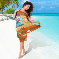 Hawaii Mele Kalikimaka Sarong Funny Santa Claus Surfing on Tropical Plants - Polynesian Pride