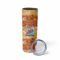 Hawaii Mele Kalikimaka Skinny Tumbler Funny Santa Claus Surfing on Tropical Plants - Polynesian Pride