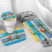 Polynesian Merry Christmas Bathroom Set Funny Santa Beach Tropical Plant and Turtle - Polynesian Pride