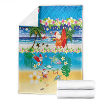 Polynesian Merry Christmas Blanket Funny Santa Beach Tropical Plant and Turtle - Polynesian Pride