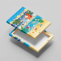 Polynesian Merry Christmas Canvas Wall Art Funny Santa Beach Tropical Plant and Turtle - Polynesian Pride