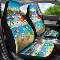 Polynesian Merry Christmas Car Seat Cover Funny Santa Beach Tropical Plant and Turtle - Polynesian Pride