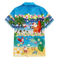 Polynesian Merry Christmas Family Matching Short Sleeve Bodycon Dress and Hawaiian Shirt Funny Santa Beach Tropical Plant and Turtle - Polynesian Pride