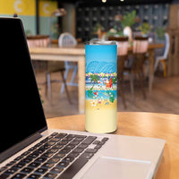 Polynesian Merry Christmas Skinny Tumbler Funny Santa Beach Tropical Plant and Turtle - Polynesian Pride