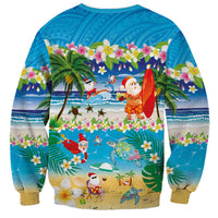 Polynesian Merry Christmas Sweatshirt Funny Santa Beach Tropical Plant and Turtle - Polynesian Pride