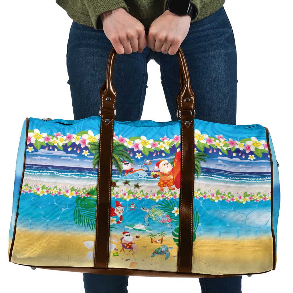 Polynesian Merry Christmas Travel Bag Funny Santa Beach Tropical Plant and Turtle - Polynesian Pride