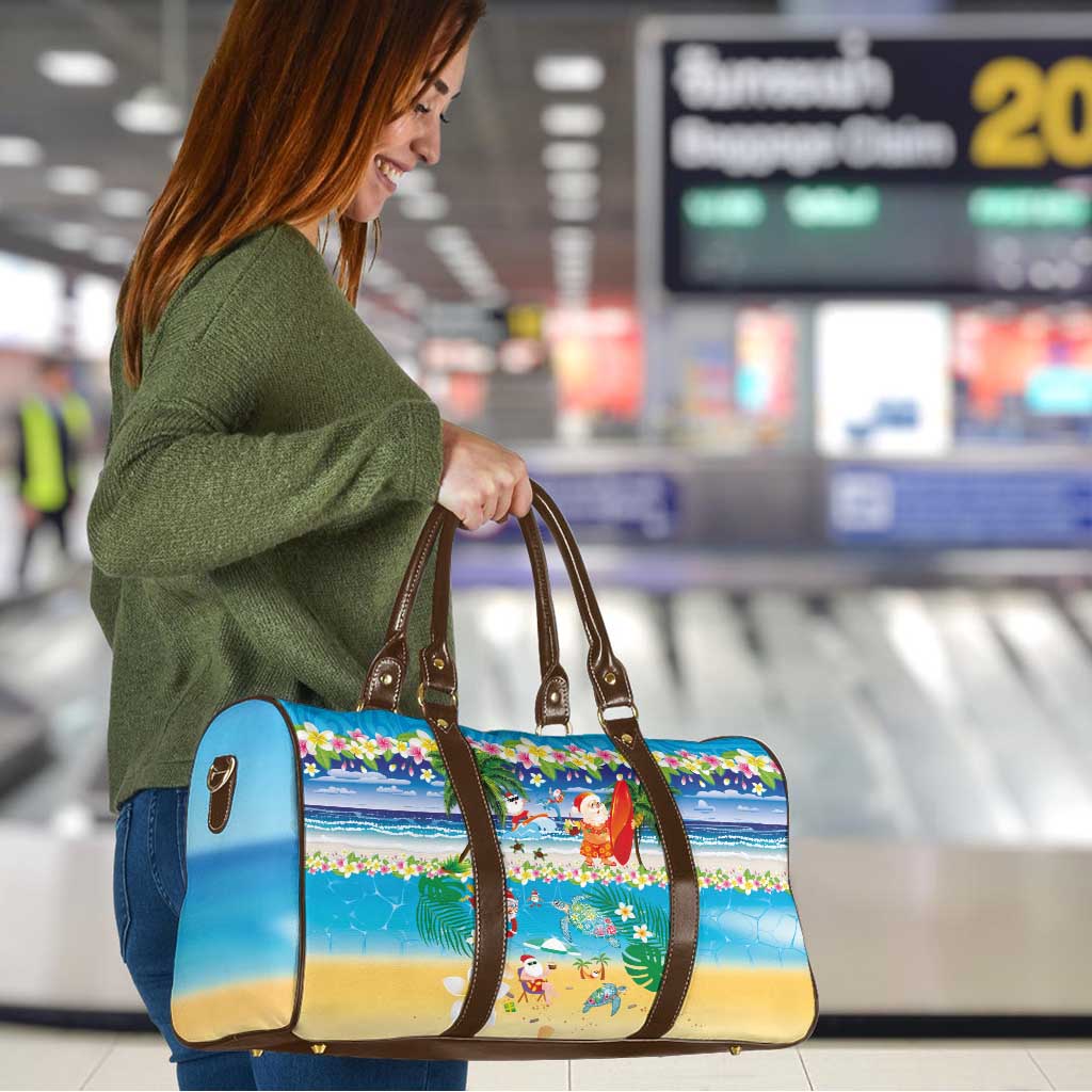 Polynesian Merry Christmas Travel Bag Funny Santa Beach Tropical Plant and Turtle - Polynesian Pride