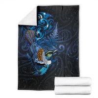 Aotearoa Matariki Blanket Maori Tribal with Silver Fern and Tui Bird Galaxy Style - Polynesian Pride