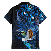 Aotearoa Matariki Hawaiian Shirt Maori Tribal with Silver Fern and Tui Bird Galaxy Style - Polynesian Pride