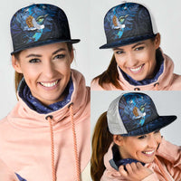 Aotearoa Matariki Mesh Trucker Cap Maori Tribal with Silver Fern and Tui Bird Galaxy Style - Polynesian Pride