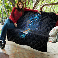 Aotearoa Matariki Quilt Maori Tribal with Silver Fern and Tui Bird Galaxy Style - Polynesian Pride