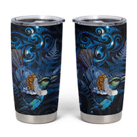 Aotearoa Matariki Tumbler Cup Maori Tribal with Silver Fern and Tui Bird Galaxy Style - Polynesian Pride