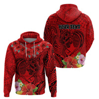 Personalised Hawaii Valentine Day Zip Hoodie Couple Love Heart mix Hibiscus and Polynesian Tattoo LT03 - Polynesian Pride