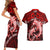 Polynesian Shark Valentine Day Couples Matching Short Sleeve Bodycon Dress and Hawaiian Shirt Hibiscus and Tribal Tattoo Red Style LT03 - Polynesian Pride