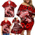 Polynesian Shark Valentine Day Family Matching Off Shoulder Short Dress and Hawaiian Shirt Hibiscus and Tribal Tattoo Red Style LT03 - Polynesian Pride