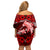 Polynesian Shark Valentine Day Off Shoulder Short Dress Hibiscus and Tribal Tattoo Red Style LT03 - Polynesian Pride