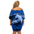 Polynesian Shark Valentine Day Off Shoulder Short Dress Hibiscus and Tribal Tattoo Blue Style LT03 - Polynesian Pride