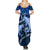 Polynesian Shark Valentine Day Summer Maxi Dress Hibiscus and Tribal Tattoo Blue Style LT03 - Polynesian Pride