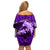 Polynesian Shark Valentine Day Off Shoulder Short Dress Hibiscus and Tribal Tattoo Purple Style LT03 - Polynesian Pride