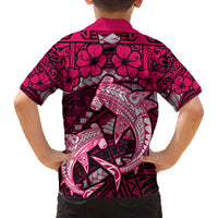 Polynesian Shark Valentine Day Family Matching Puletasi and Hawaiian Shirt Hibiscus and Tribal Tattoo Pink Style LT03 - Polynesian Pride
