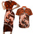 Polynesian Shark Valentine Day Couples Matching Short Sleeve Bodycon Dress and Hawaiian Shirt Hibiscus and Tribal Tattoo Orange Style LT03 Orange - Polynesian Pride