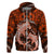 Polynesian Shark Valentine Day Hoodie Hibiscus and Tribal Tattoo Orange Style LT03 Zip Hoodie Orange - Polynesian Pride