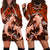 Polynesian Shark Valentine Day Hoodie Dress Hibiscus and Tribal Tattoo Orange Style LT03 - Polynesian Pride