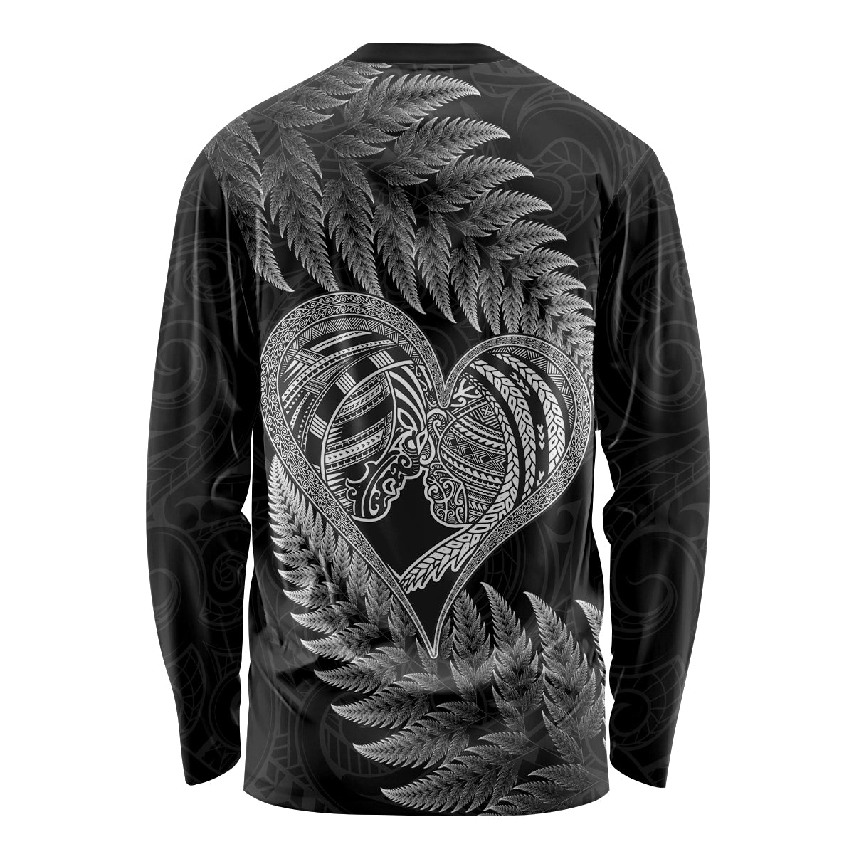 New Zealand Valentine Day Long Sleeve Shirt Aotearoa Warrior and Woman Love Heart Maori Pattern LT03 - Polynesian Pride