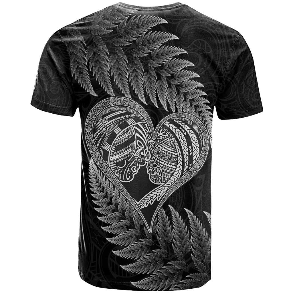 New Zealand Valentine Day T Shirt Aotearoa Warrior and Woman Love Heart Maori Pattern LT03 - Polynesian Pride
