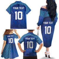Custom Fiji Football-Towards World Cup 2026 Family Matching Off The Shoulder Long Sleeve Dress and Hawaiian Shirt