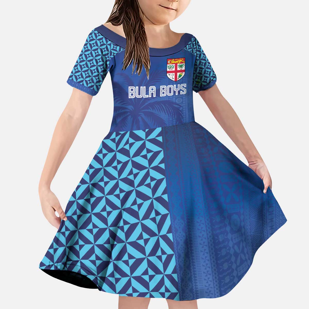 Custom Fiji Football-Towards World Cup 2026 Kid Short Sleeve Dress LT03 KID Blue - Polynesian Pride