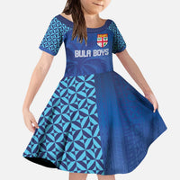 Custom Fiji Football-Towards World Cup 2026 Kid Short Sleeve Dress LT03 KID Blue - Polynesian Pride