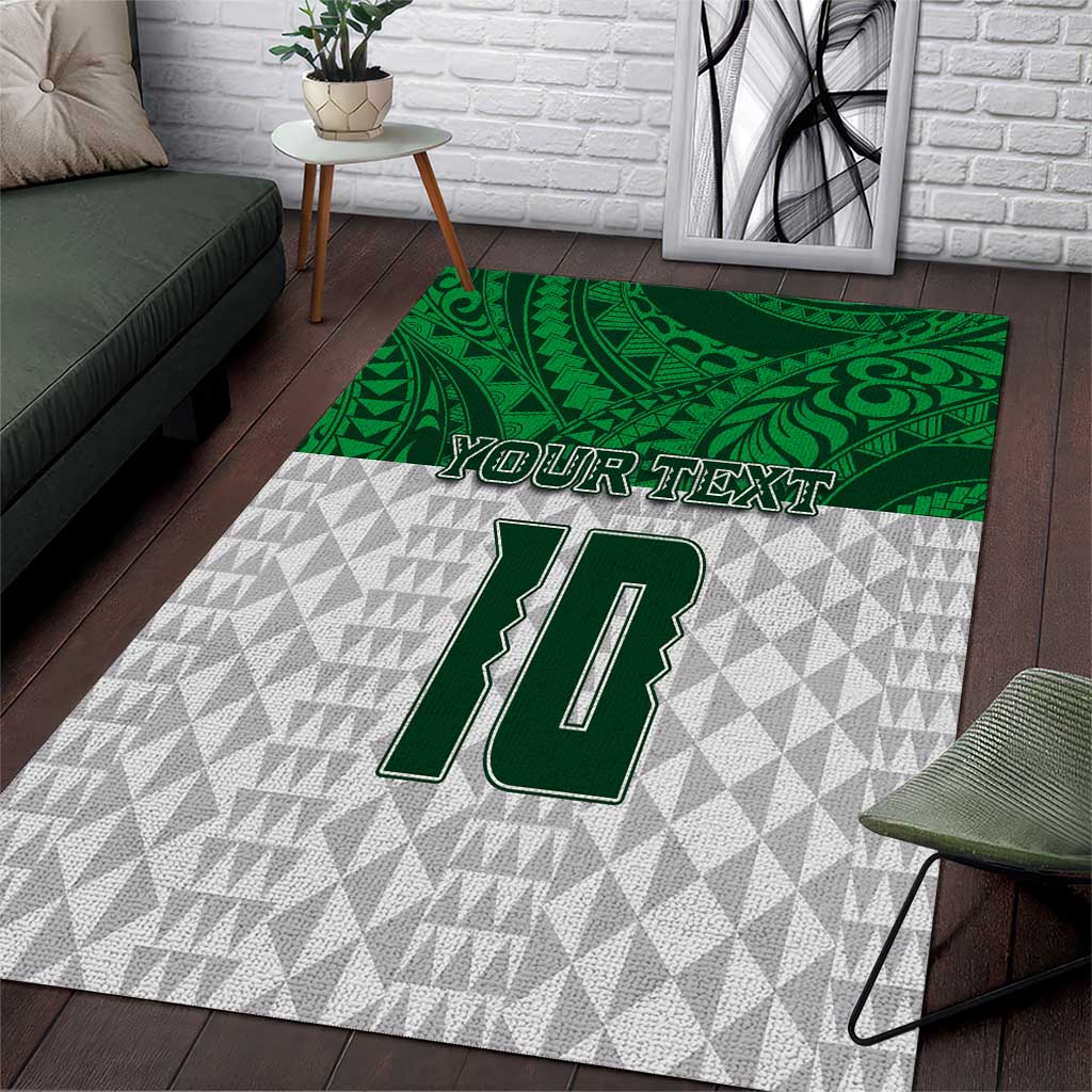 Custom Hawaii Volleyball-Kakau Motif Green Color Area Rug