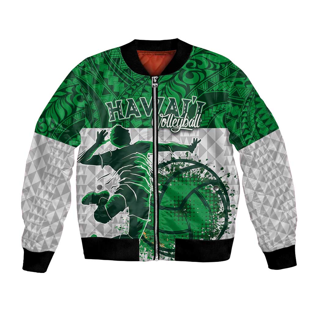 Custom Hawaii Volleyball-Kakau Motif Green Color Bomber Jacket