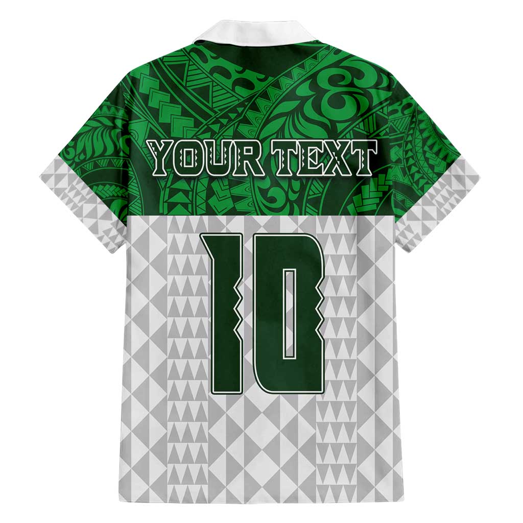 Custom Hawaii Volleyball-Kakau Motif Green Color Family Matching Summer Maxi Dress and Hawaiian Shirt