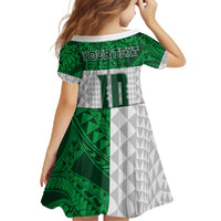 Custom Hawaii Volleyball-Kakau Motif Green Color Family Matching Tank Maxi Dress and Hawaiian Shirt