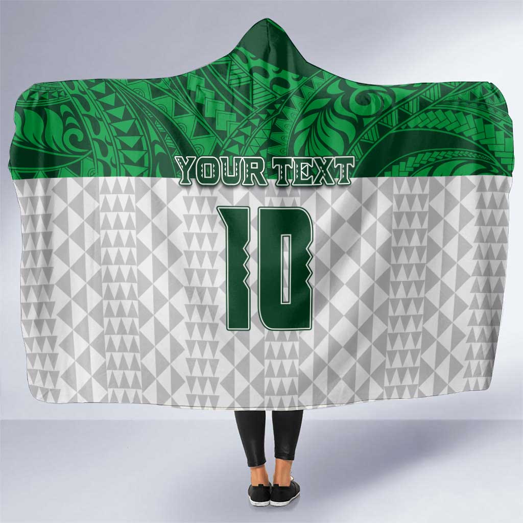 Custom Hawaii Volleyball-Kakau Motif Green Color Hooded Blanket