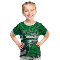 Custom Hawaii Volleyball-Kakau Motif Green Color Kid T Shirt LT03 Green - Polynesian Pride