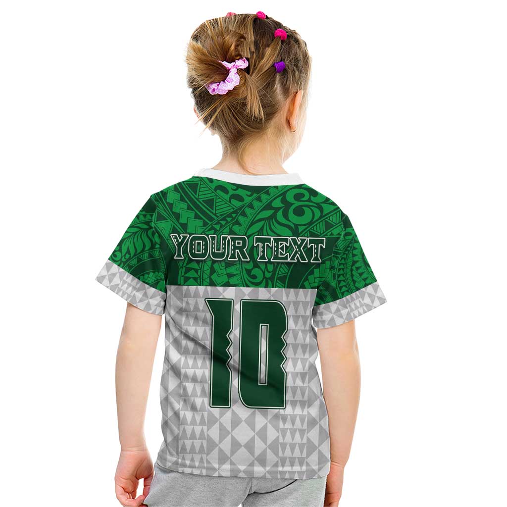 Custom Hawaii Volleyball-Kakau Motif Green Color Kid T Shirt LT03 - Polynesian Pride