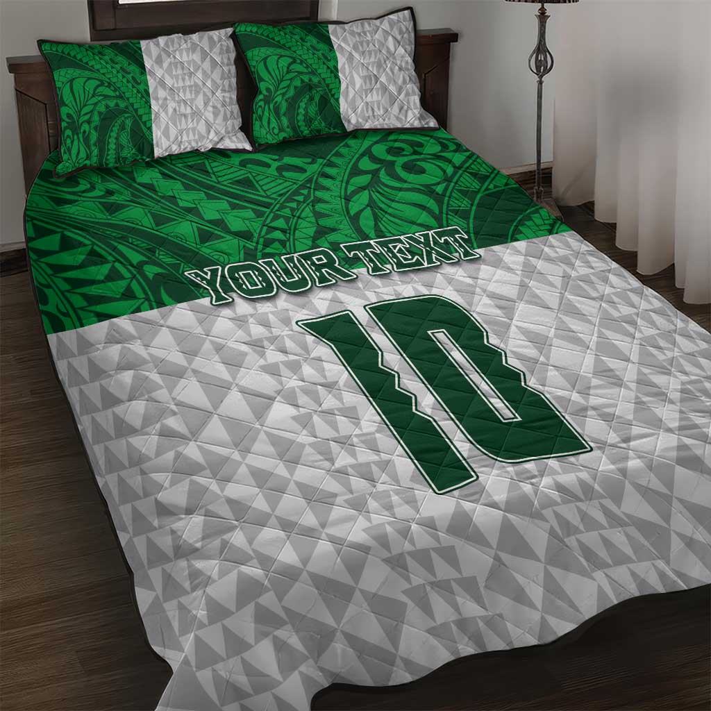 Custom Hawaii Volleyball-Kakau Motif Green Color Quilt Bed Set