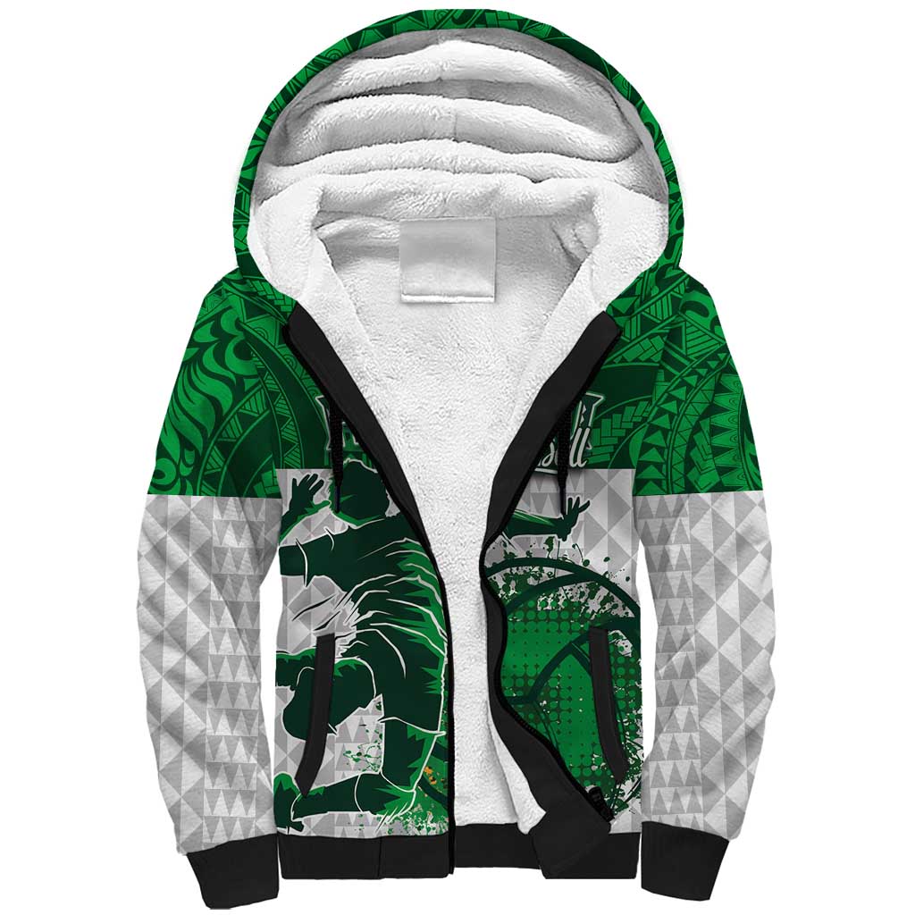 Custom Hawaii Volleyball-Kakau Motif Green Color Sherpa Hoodie