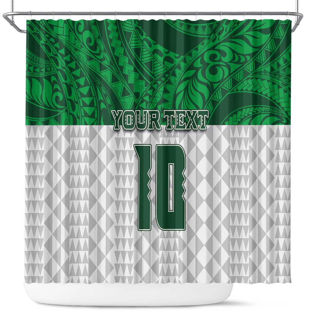 Custom Hawaii Volleyball-Kakau Motif Green Color Shower Curtain