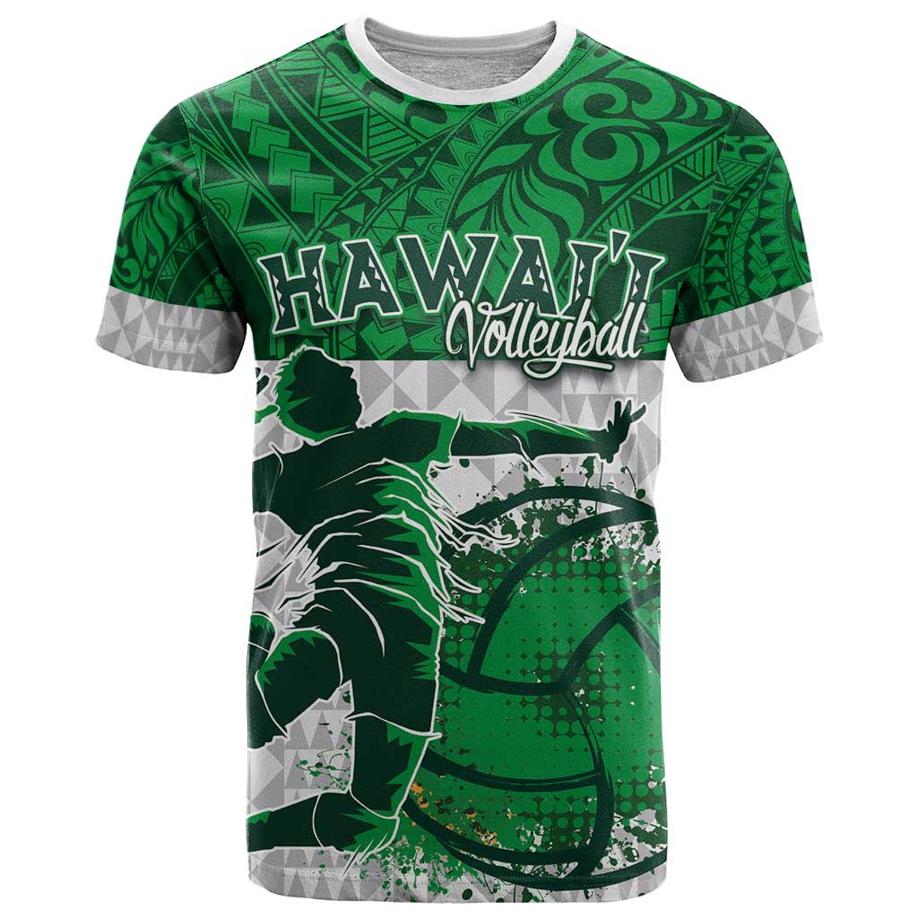 Custom Hawaii Volleyball-Kakau Motif Green Color T Shirt