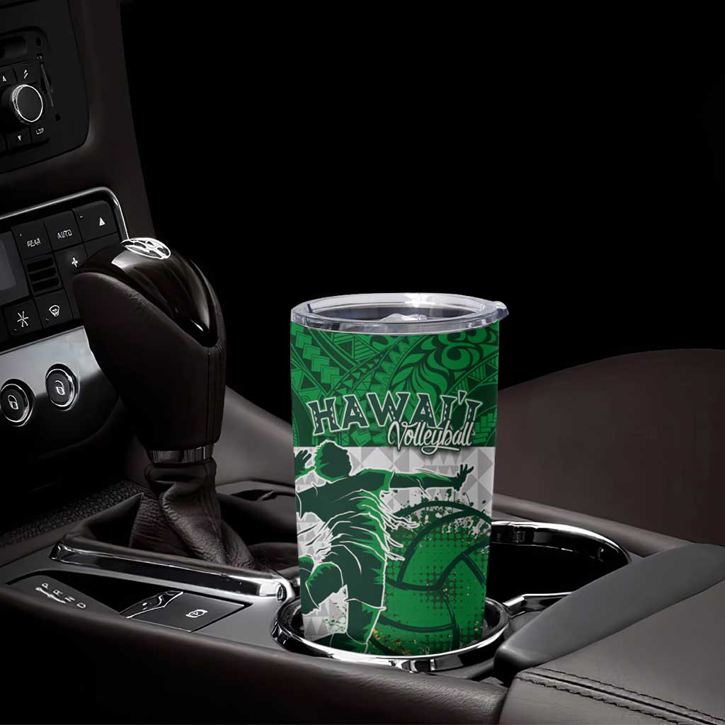 Custom Hawaii Volleyball-Kakau Motif Green Color Tumbler Cup