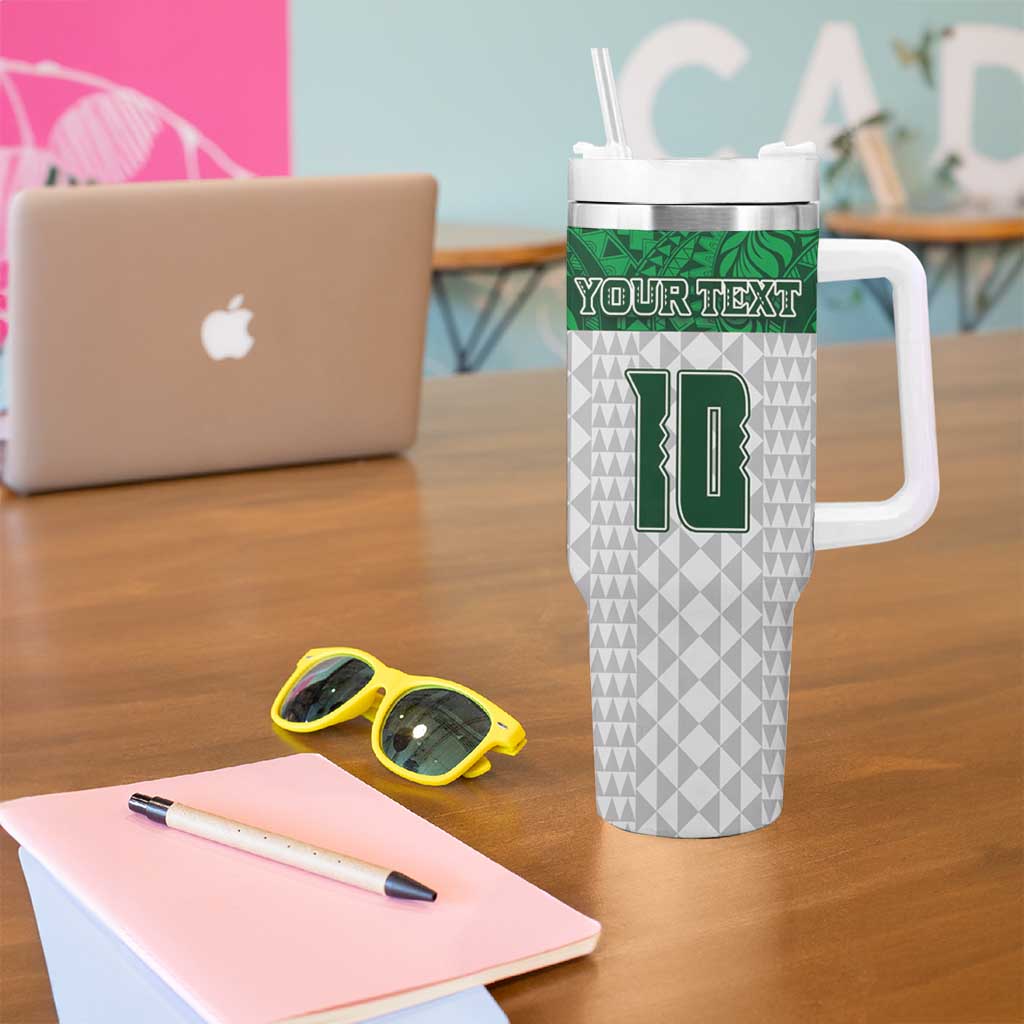 Custom Hawaii Volleyball-Kakau Motif Green Color Tumbler With Handle