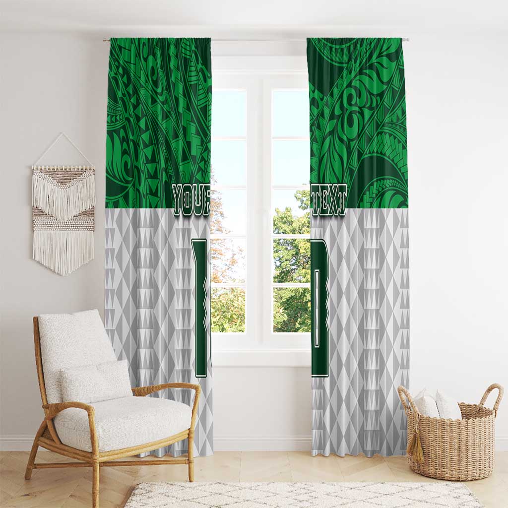 Custom Hawaii Volleyball-Kakau Motif Green Color Window Curtain