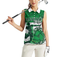 Custom Hawaii Volleyball-Kakau Motif Green Color Women Sleeveless Polo Shirt