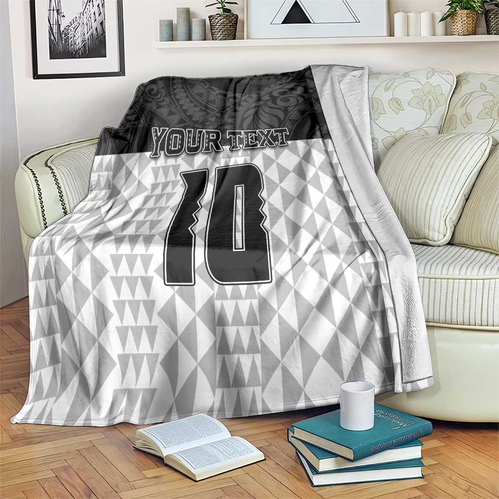 Custom Hawaii Volleyball-Kakau Motif Grayscale Color Blanket